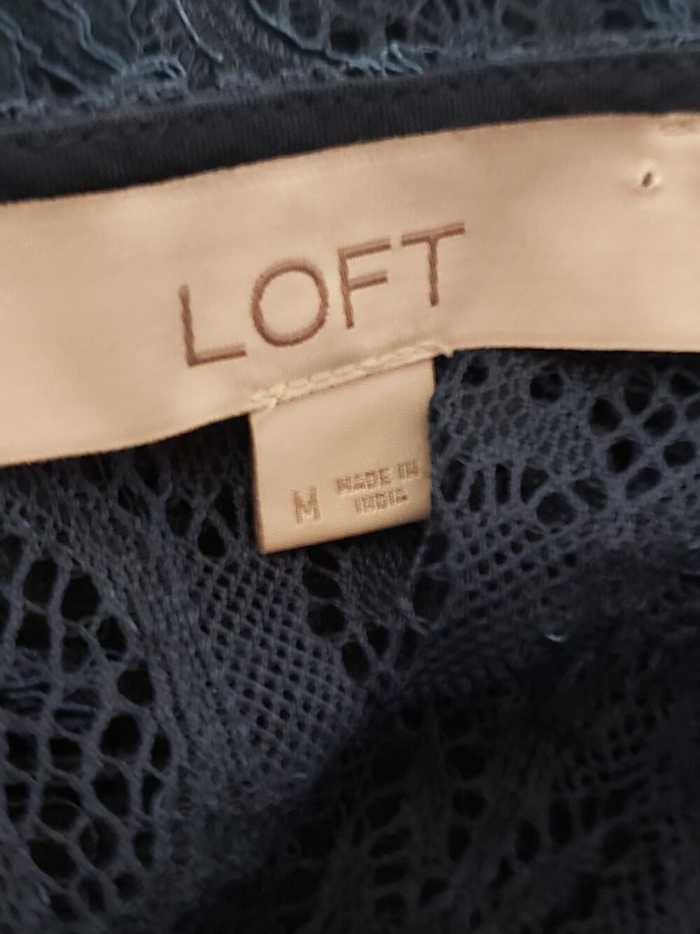 Loft M Teal Blue Top Scalloped‎ Lace Boho Fairy Grunge Romantic Moody Y2K 90s - Picture 6 of 7